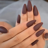Brown Matte,Almond Shape - Press on Nails |OG