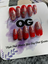 Glitter Red, Almond Shape - Press on Nails |OG