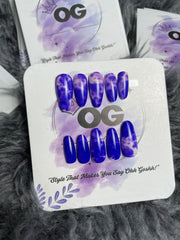 Blue Marble Matte, almond Shape - Press on Nails |OG