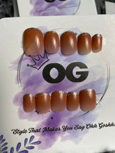 Caramel Glitter French, Short Square Shape - Press on Nails |OG