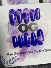 Blue Marble Matte, almond Shape - Press on Nails |OG