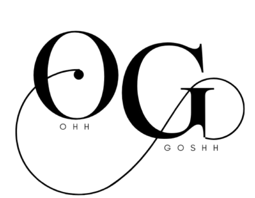 Black and white logo with 'OG' and 'Ohh Goshh' text on a white background