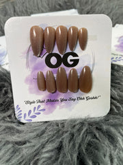 Brown Shimmer Cateye, Almond Shape - Press on Nails |OG