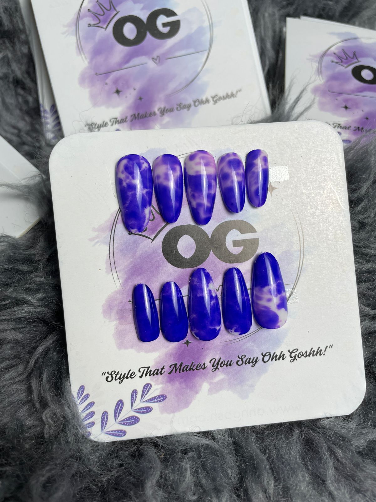 Blue Marble Matte, almond Shape - Press on Nails |OG