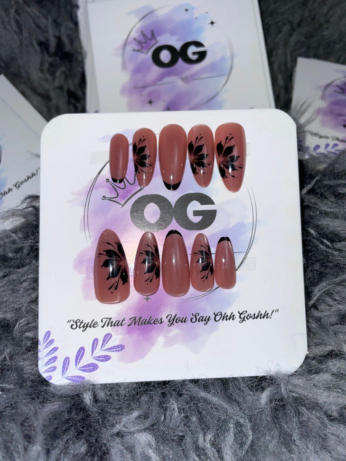 Pink Floral Cat eye, Almond Shape - Press on Nails |OG