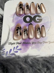 Floral Printed, Almond Shape - Press on Nails |OG