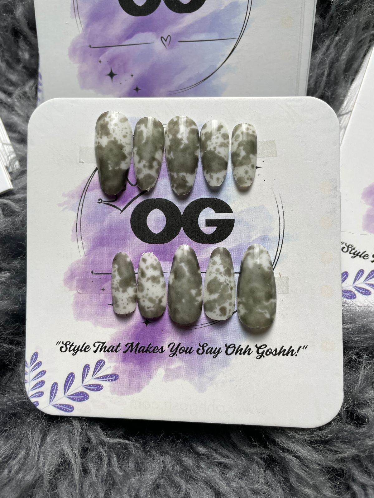 Marble Green Matte, Almond Shape - Press on Nails |OG