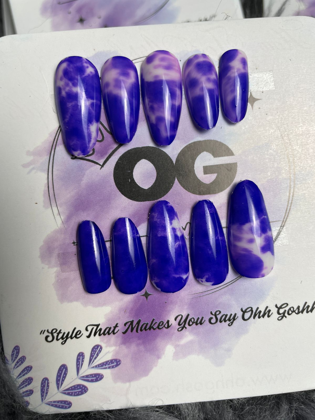 Blue Marble Matte, almond Shape - Press on Nails |OG